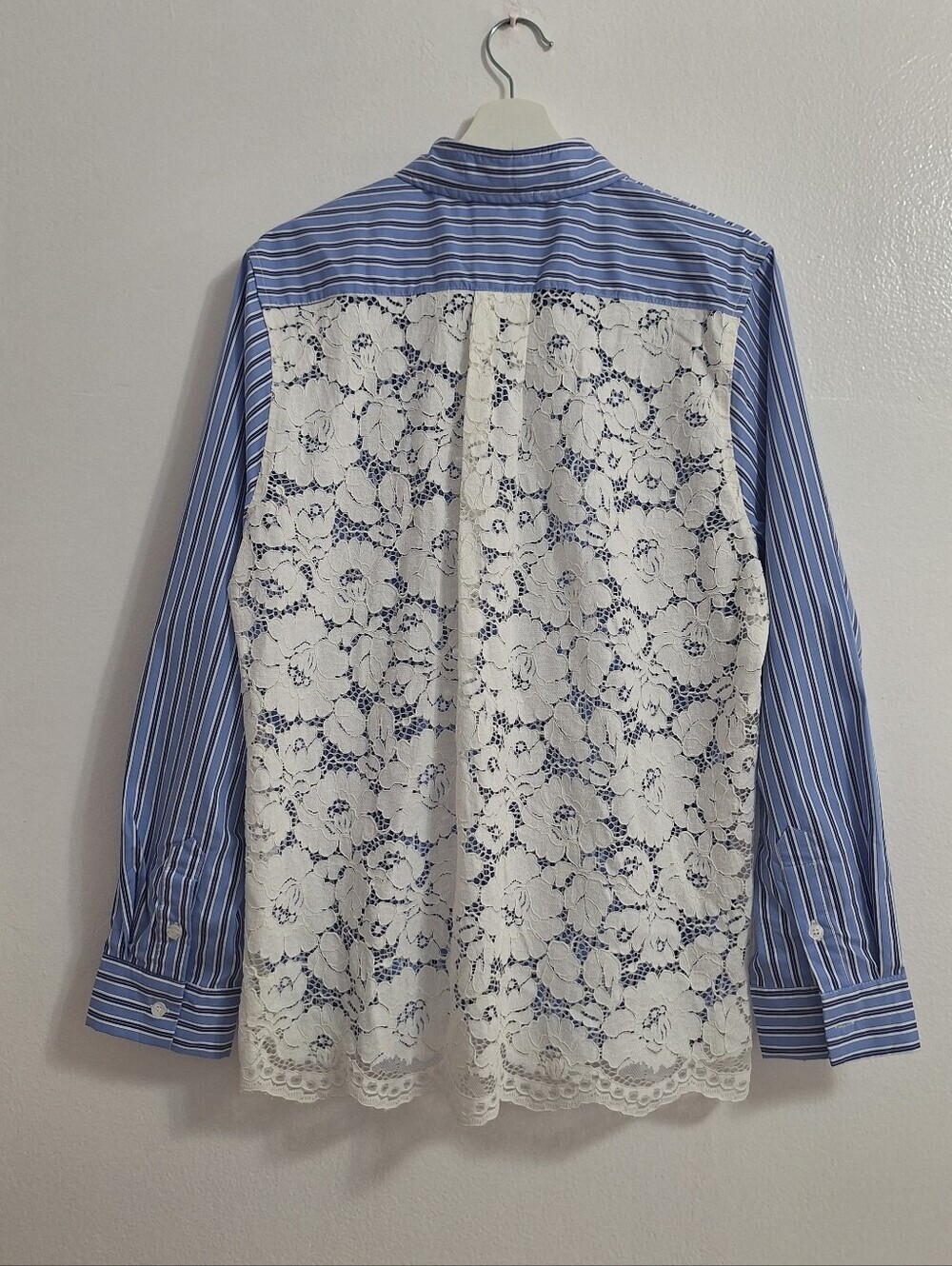 NWOT ROMI BASHA Women's Blue Striped Button-Down Shirt